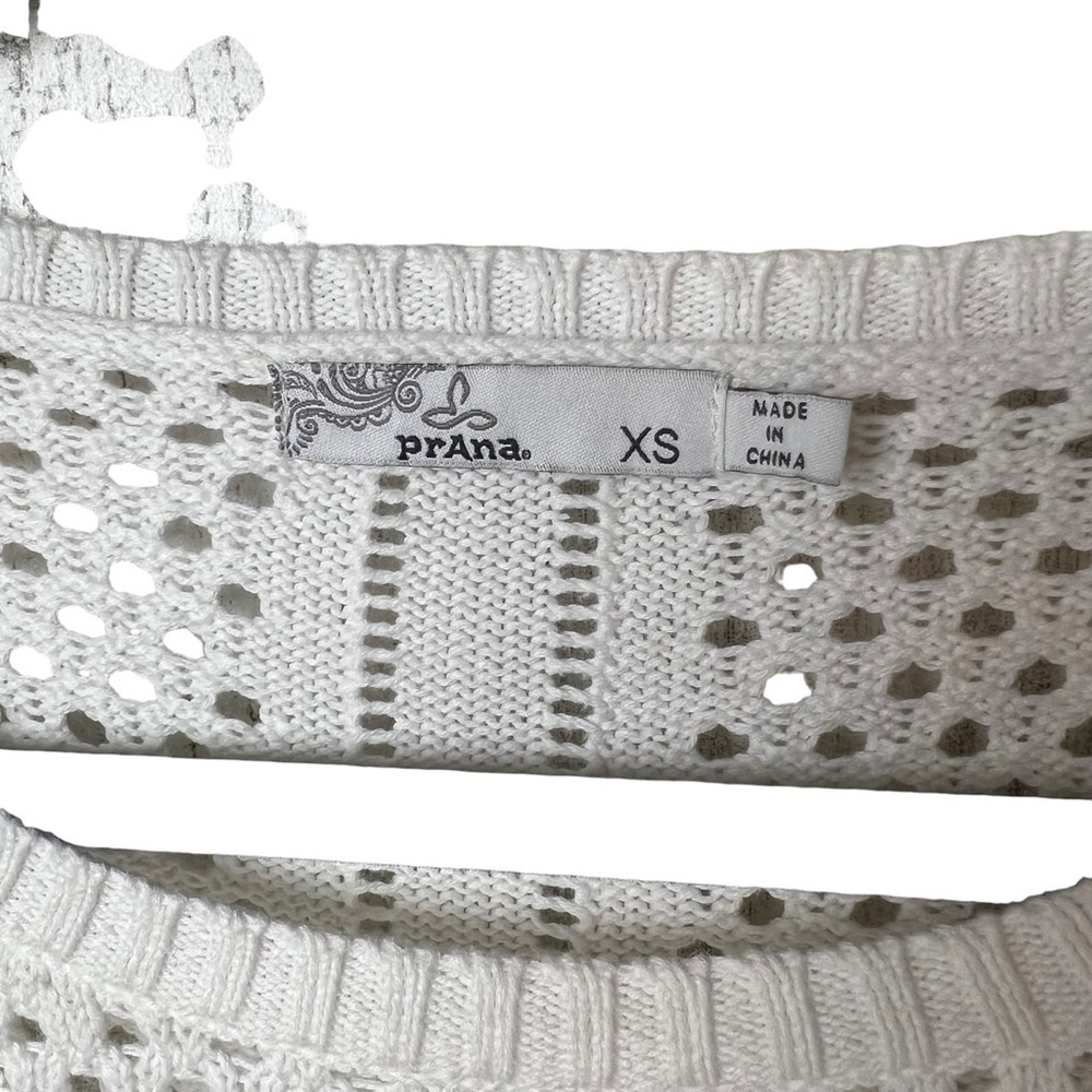 Prana Women’s Open Knit Sweater XS - M Organic Cotton White Eyelet Summer READ - Picture 3 of 7